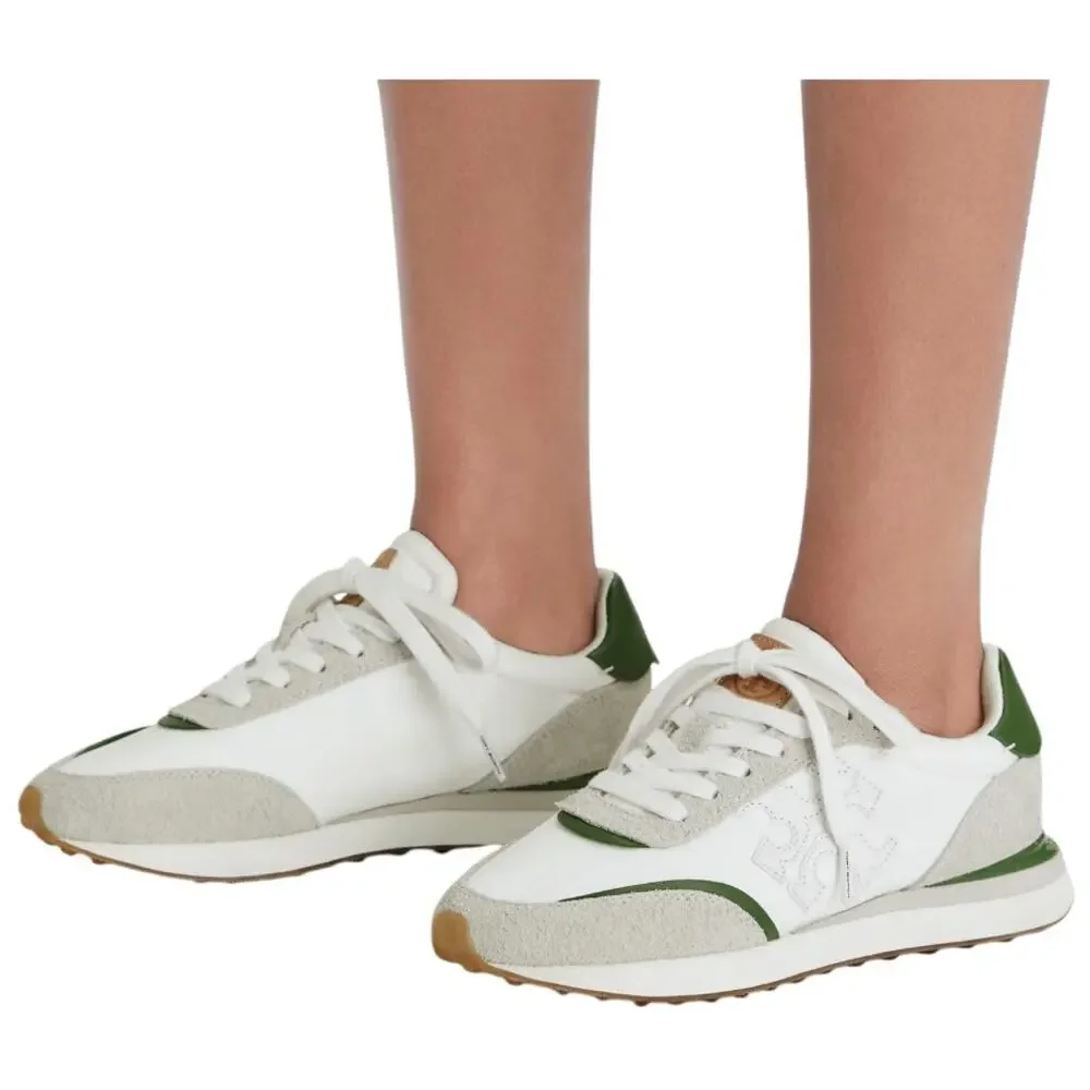 Tory Burch Women's White Pale Green Suede Destiny Sneakers Size 7
